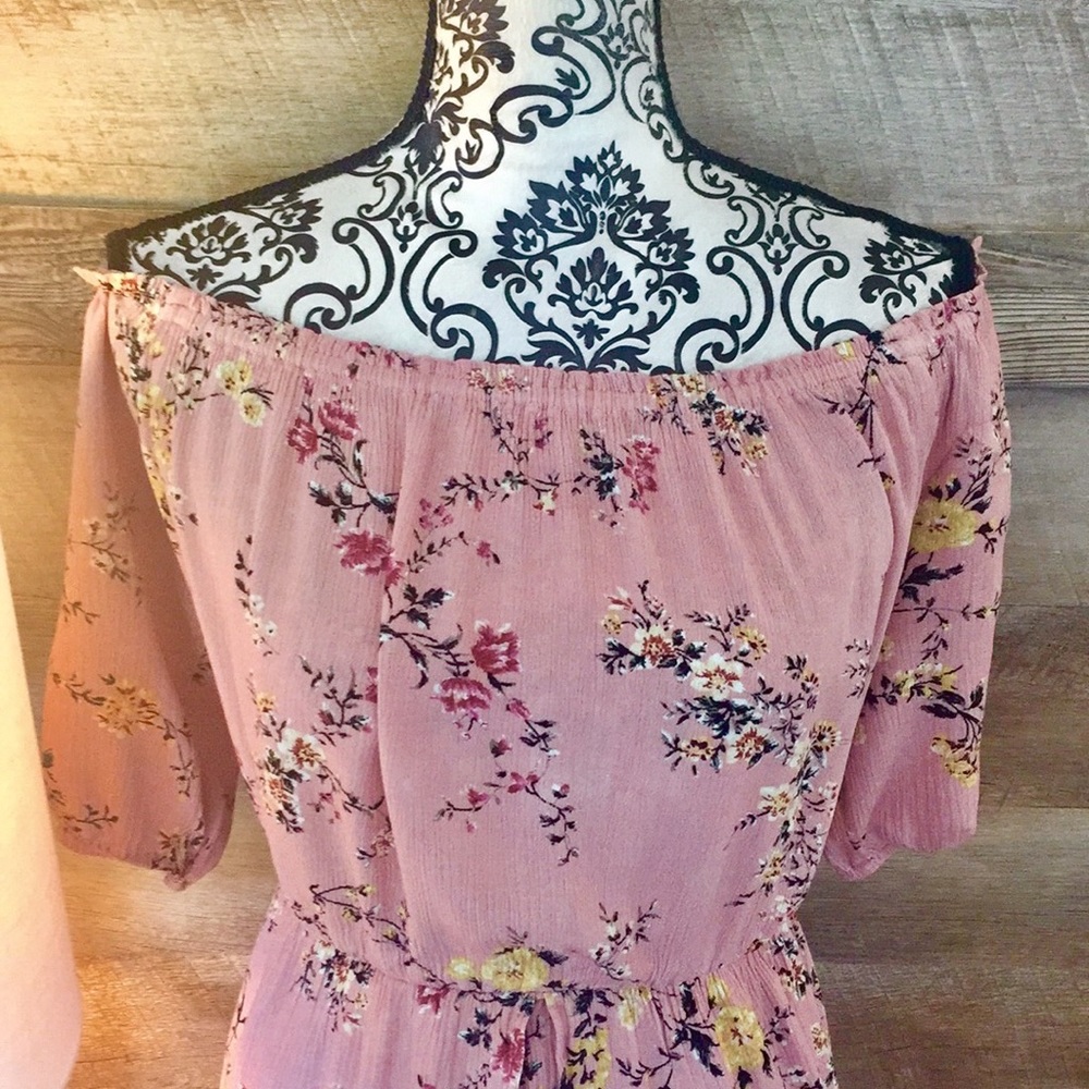 ⭐️SOLD⭐️Off The Shoulder Romper Maxi Dress - Picture 2 of 6